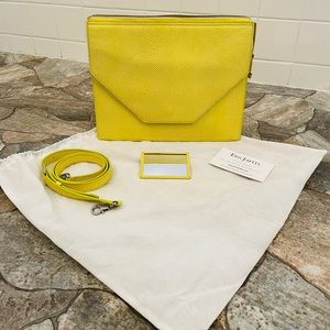 SOLD Eric Javits Leather Shoulder/Clutch (Yellow)